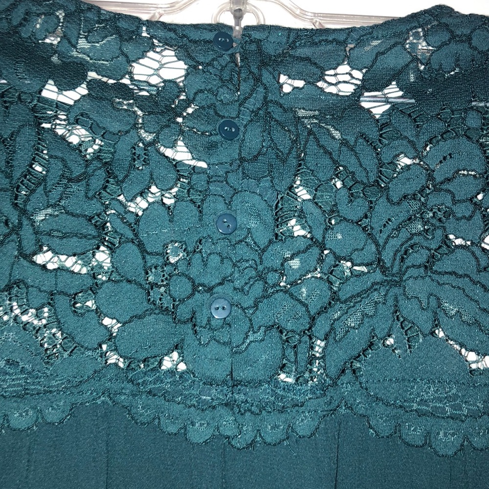 Teal 3/4 sleeve dress with lace top. Size 10. H&M.